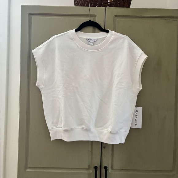 NWT ATHLETA HEAVYWEIGHT TERRY WHITE DOLMAN TOP SZ L - Picture 2 of 7